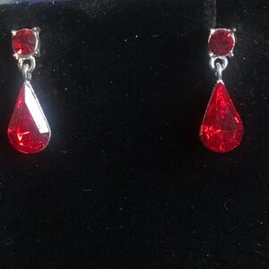 Red Teardrop Dangle Earrings
